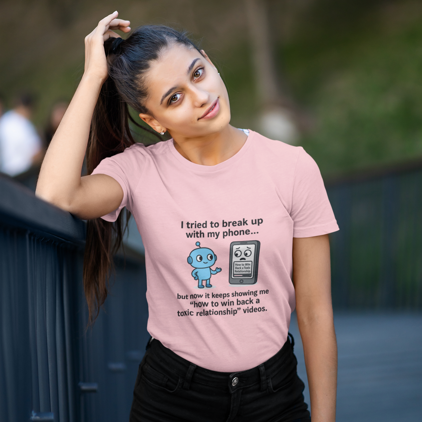 I Tried To Break Up With My Phone..But Now It Keeps Showing Me "How to Win Back a Toxic Relationship" Videos. Unisex Tee