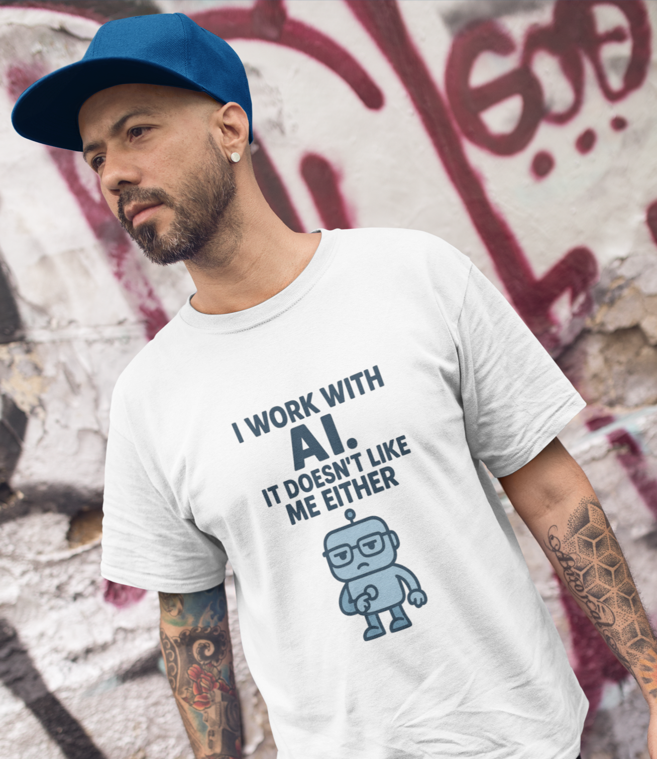 I Work With AI. It Doesn't Like Me Either. Unisex Tee