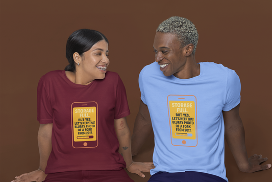 Storage Full.  But Yes, Let's Keep That Blurry Photo of a Fork From 2017.  Unisex Tee