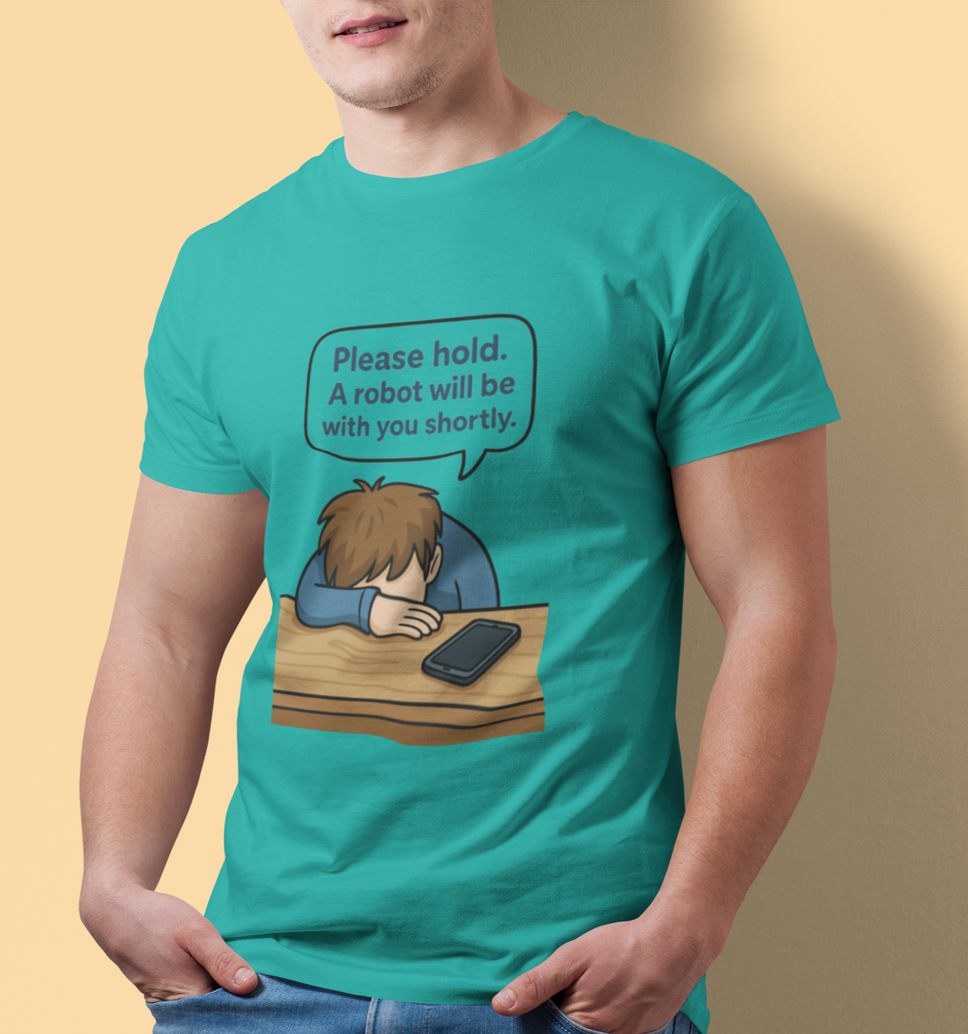 Please Hold.  A Robot Will Be With You Shortly.  Unisex Tee