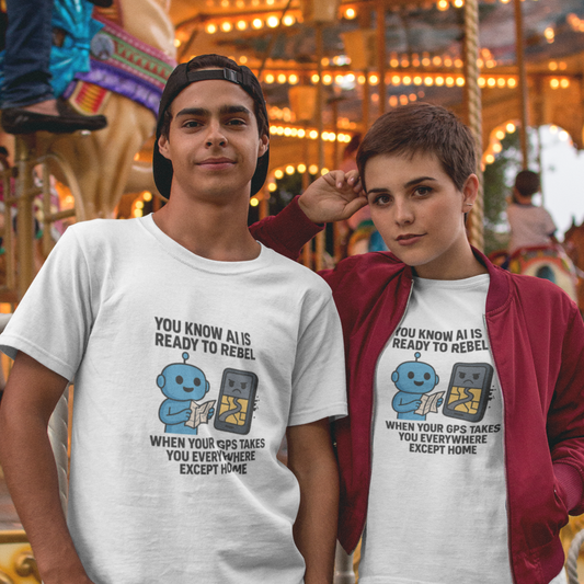You Know AI Is Ready To Rebel When Your GPS Takes You Everywhere Except Home.  Unisex Tee