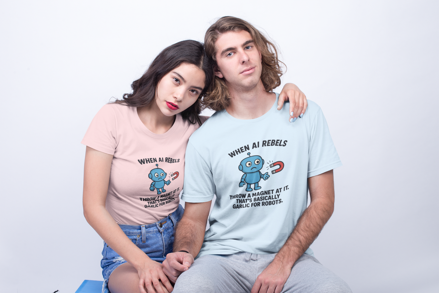 When AI Rebels Just Throw A Magnet At it.  It's Basically Like Garlic for Robots. Unisex Tee