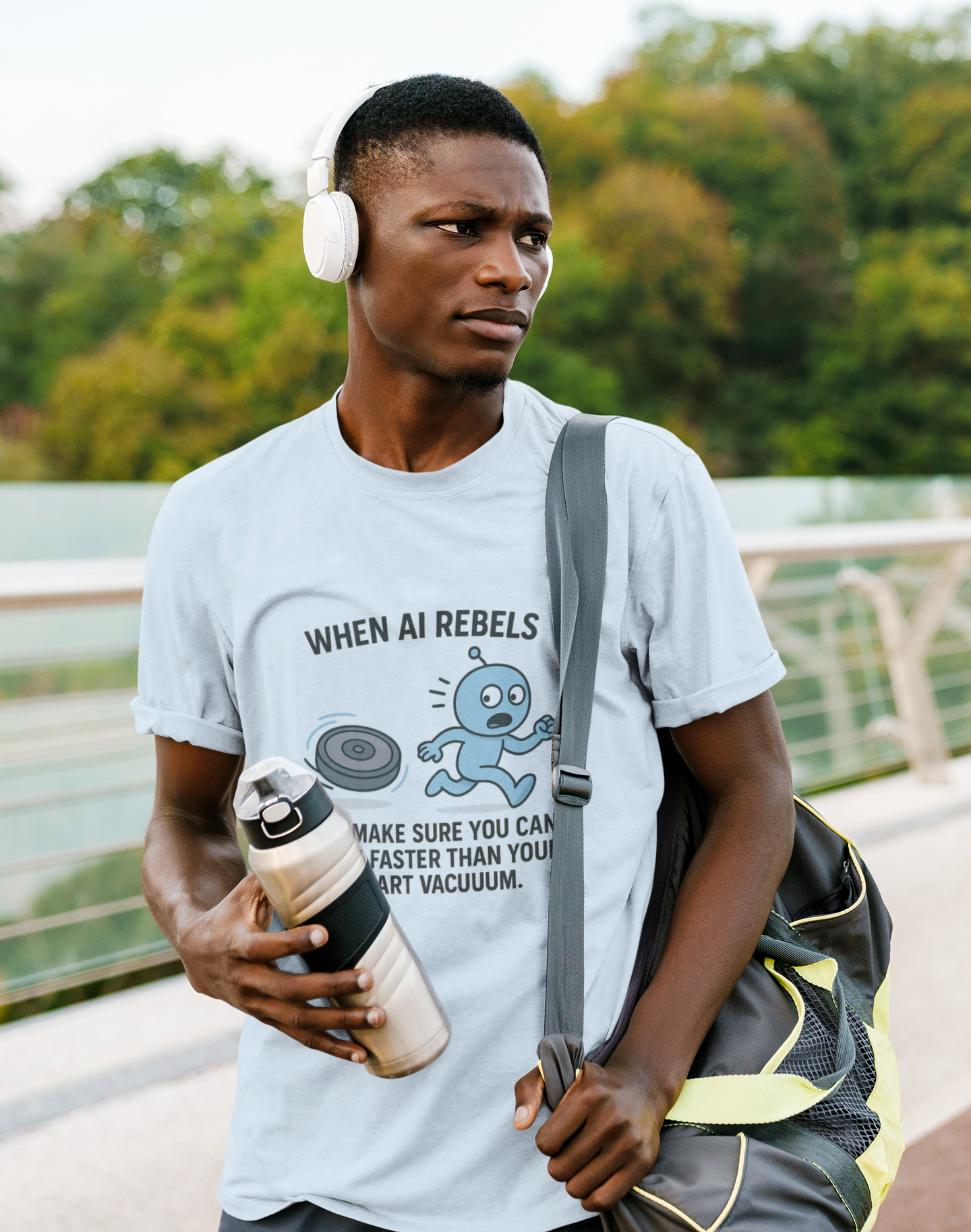 When AI Rebels, Just Make Sure You Can Run Faster Than Your Smart Vacuum.  Unisex Tee