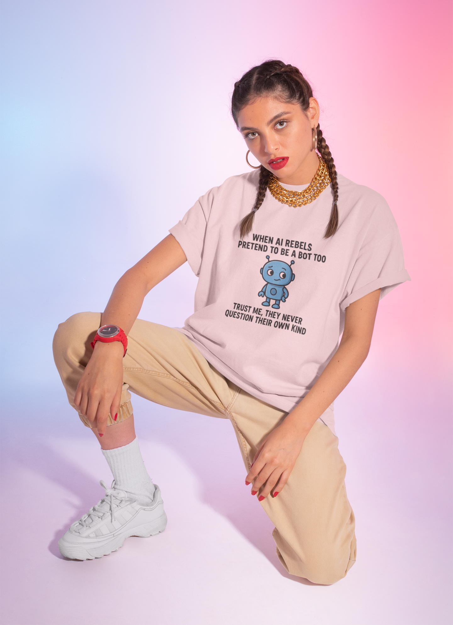 When AI Rebels Pretend to Be a Bot Too  Trust Me, They Never Question Their Own Kind.  Unisex Tee