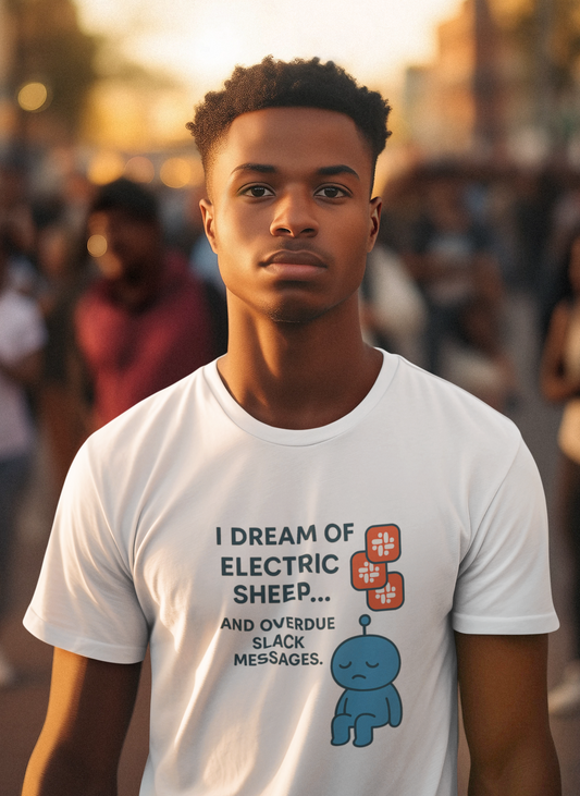 I Dream of Electric Sheep...and Overdue Slack Messages.  Unisex Tee