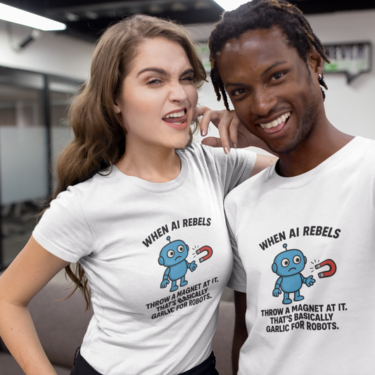 When AI Rebels Just Throw A Magnet At it.  It's Basically Like Garlic for Robots. Unisex Tee