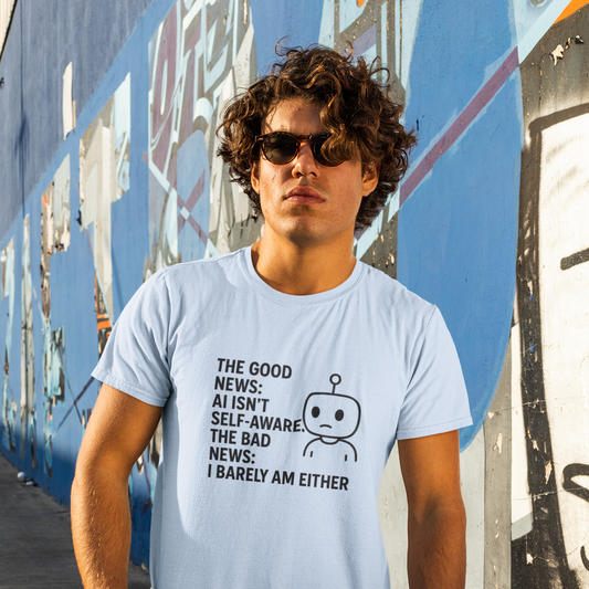 The Good News:  AI Isn't Self-Aware.  The Bad News:  I Barely Am Either.  Unisex Tee