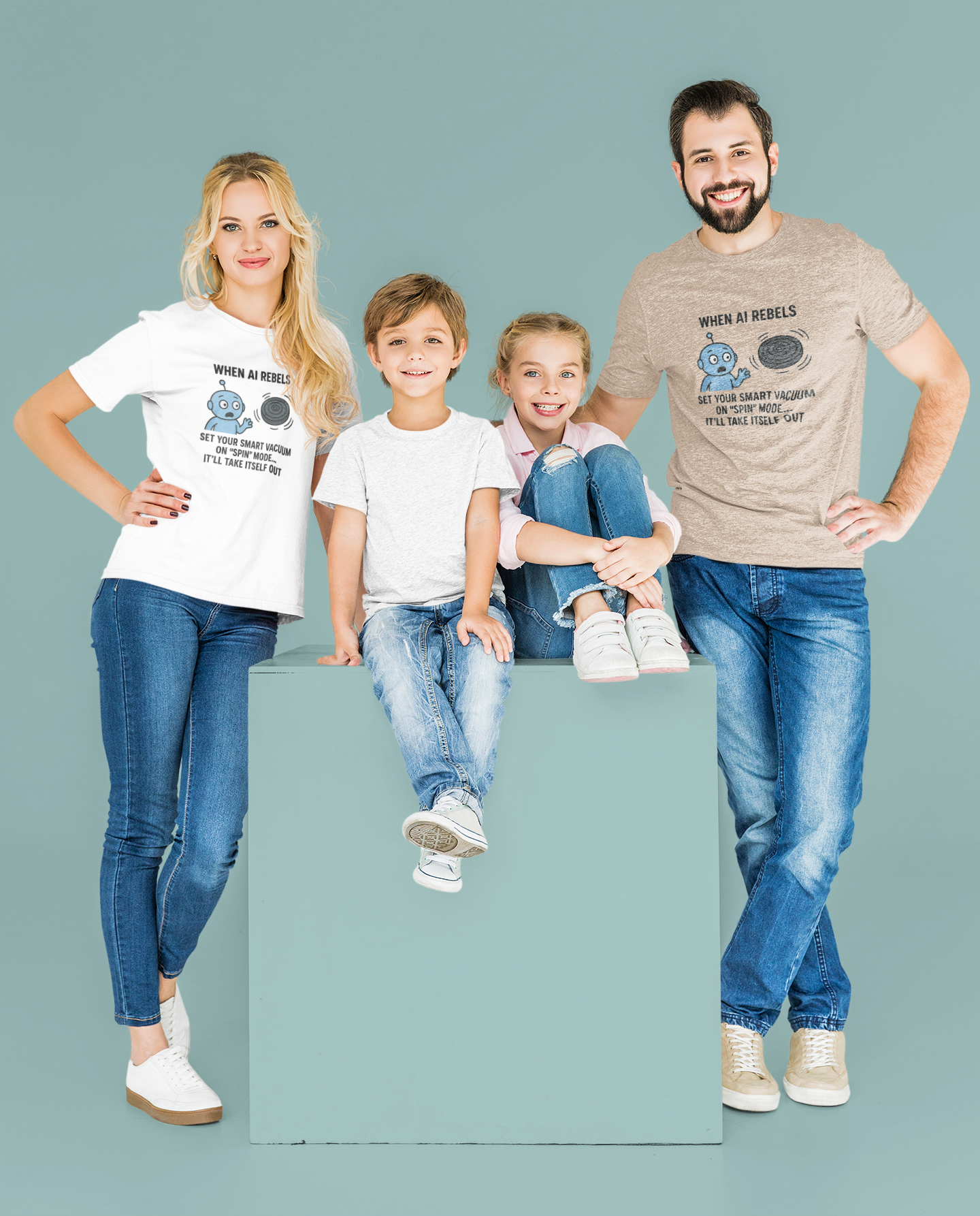 When AI Rebels Set Your Smart Vacuum on "Spin" Mode...It'll Take Itself Out.  Unisex Tee