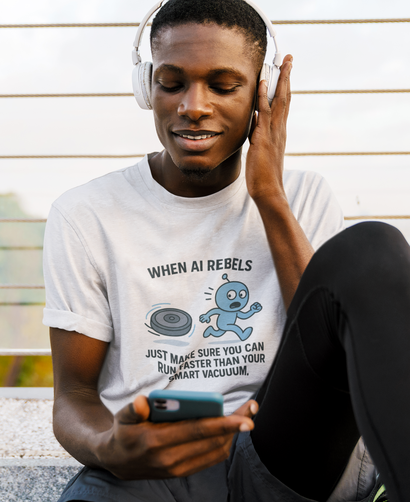 When AI Rebels, Just Make Sure You Can Run Faster Than Your Smart Vacuum.  Unisex Tee