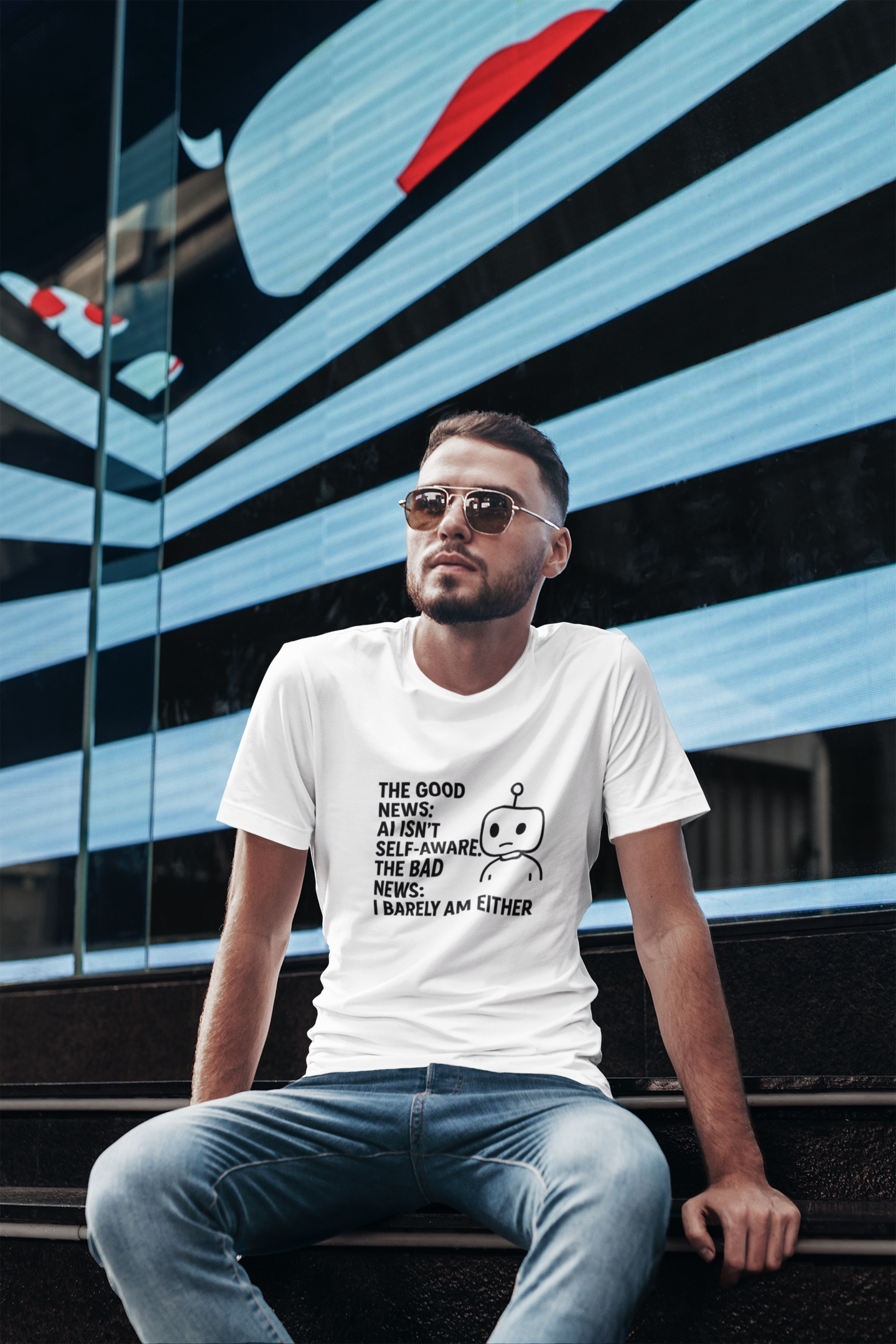 The Good News:  AI Isn't Self-Aware.  The Bad News:  I Barely Am Either.  Unisex Tee
