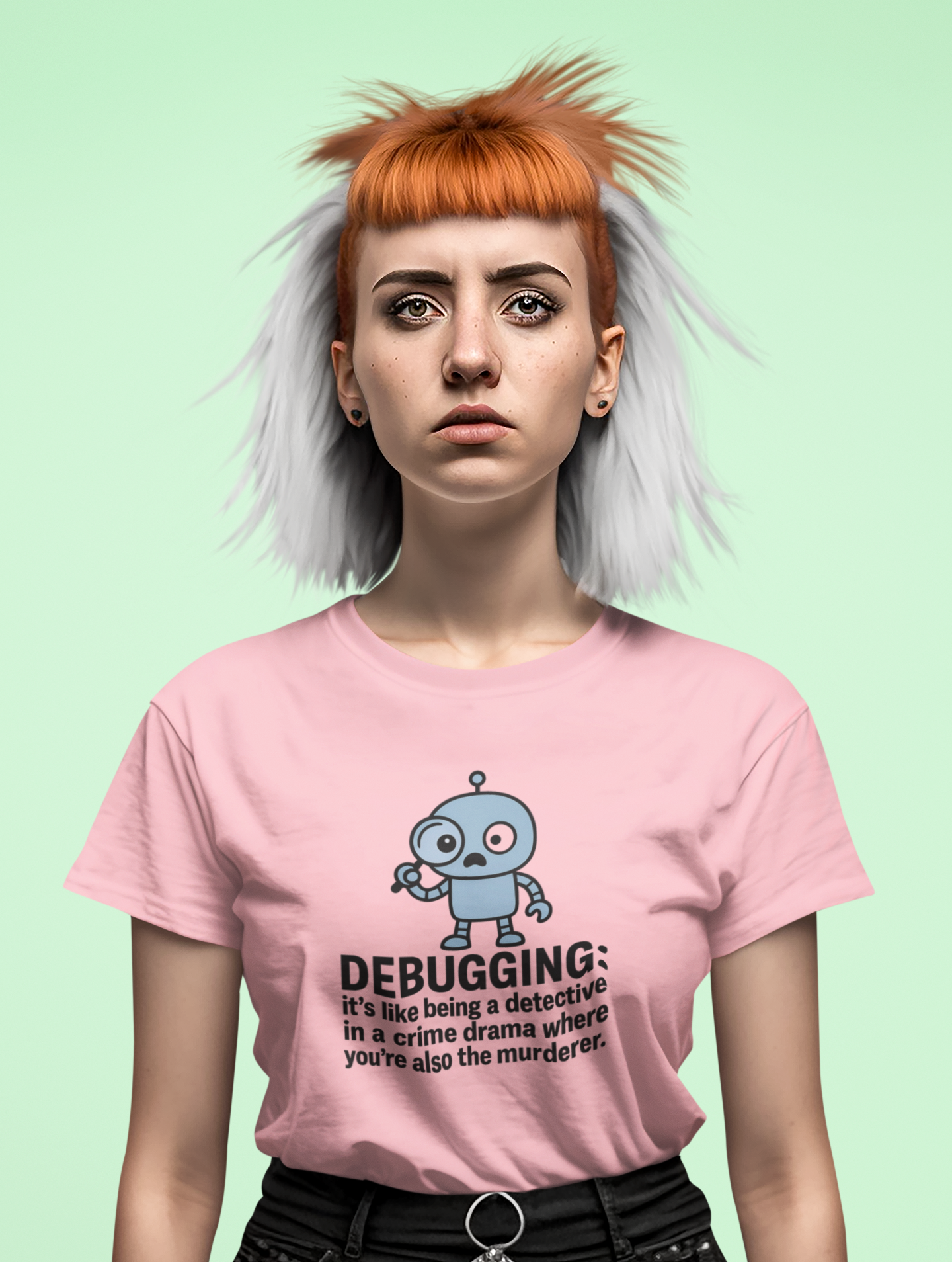 Debugging: It's Like Being a Detective in a Crime Drama Where You're Also The Murderer. Unisex Tee