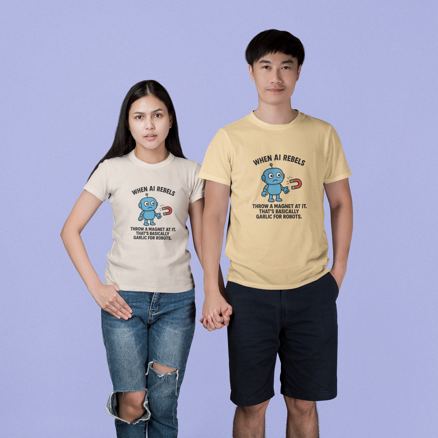 When AI Rebels Just Throw A Magnet At it.  It's Basically Like Garlic for Robots. Unisex Tee