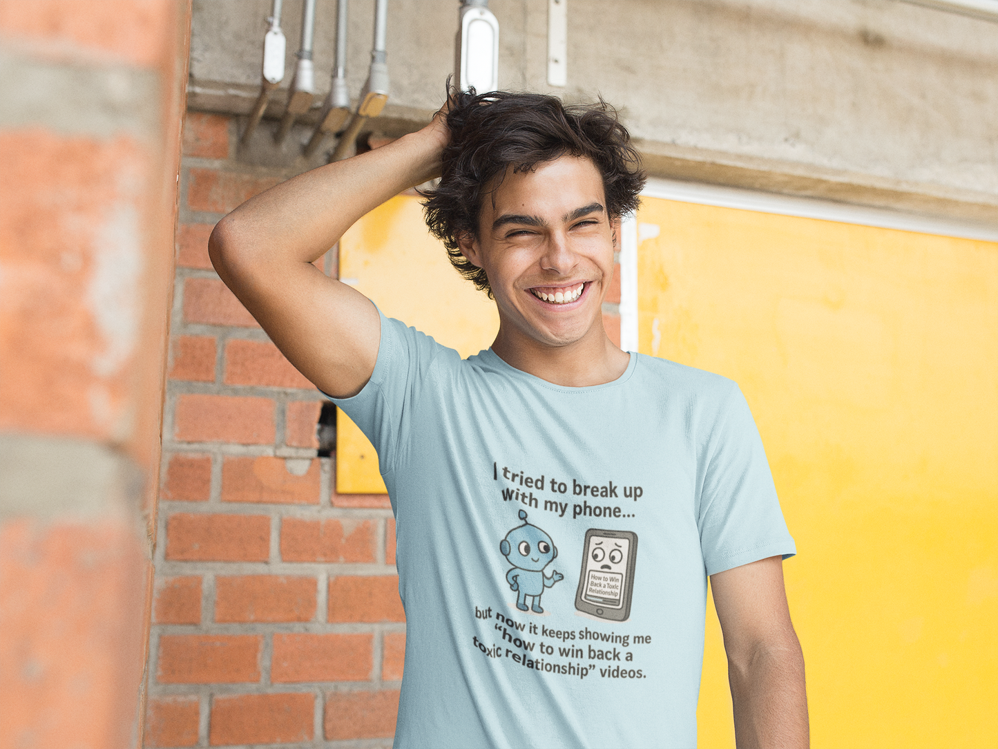 I Tried To Break Up With My Phone..But Now It Keeps Showing Me "How to Win Back a Toxic Relationship" Videos. Unisex Tee