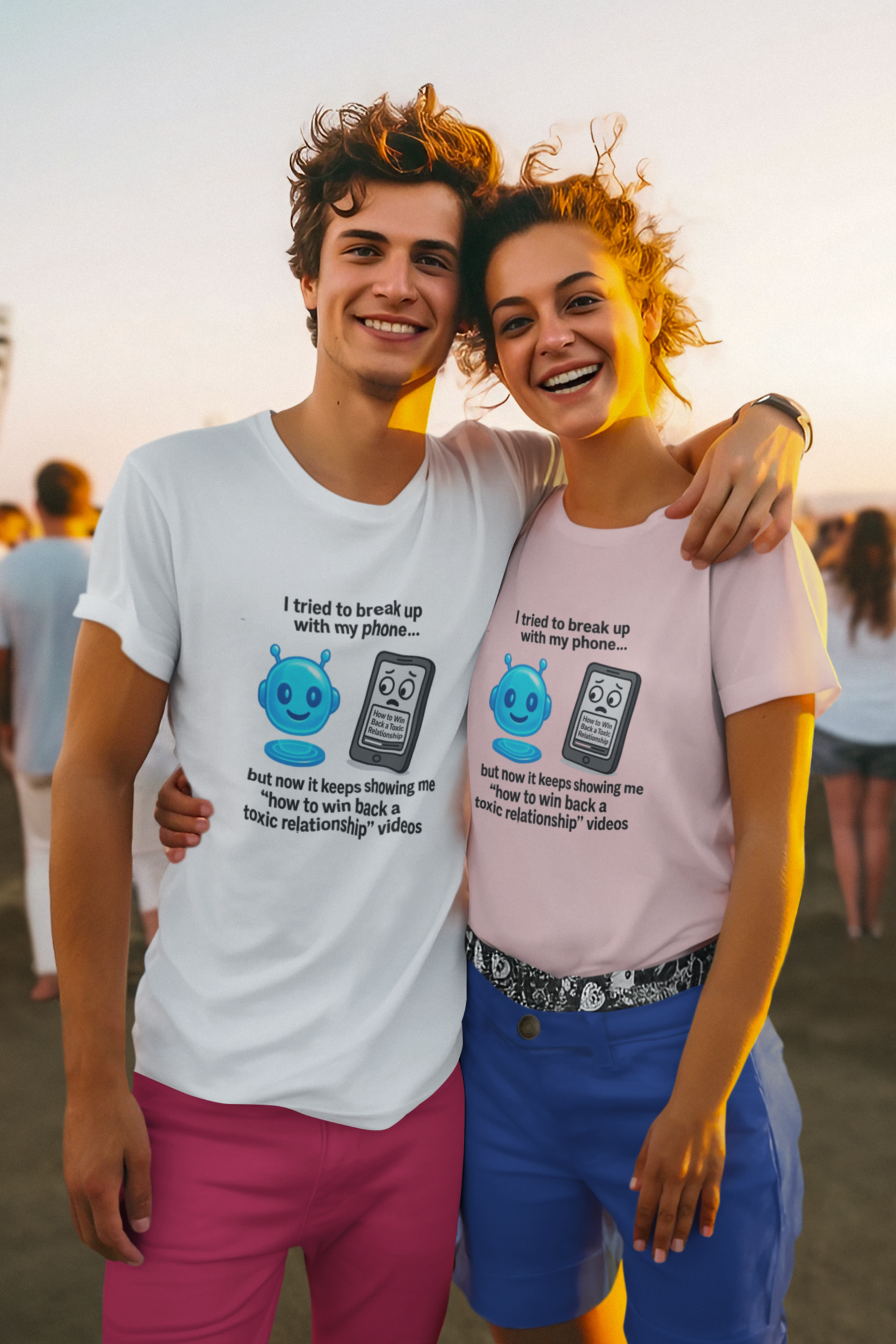I Tried To Break Up With My Phone..But Now It Keeps Showing Me "How to Win Back a Toxic Relationship" Videos. Unisex Tee