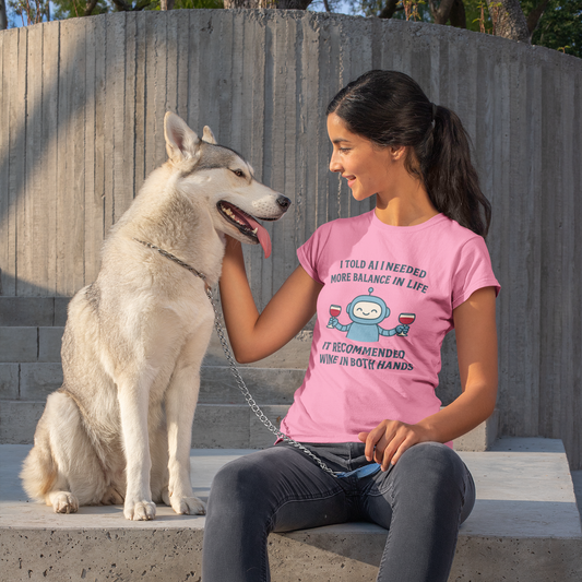 I Told AI I Needed More Balance In Life. It Recommended Wine in Both Hands. Women’s basic softstyle t-shirt