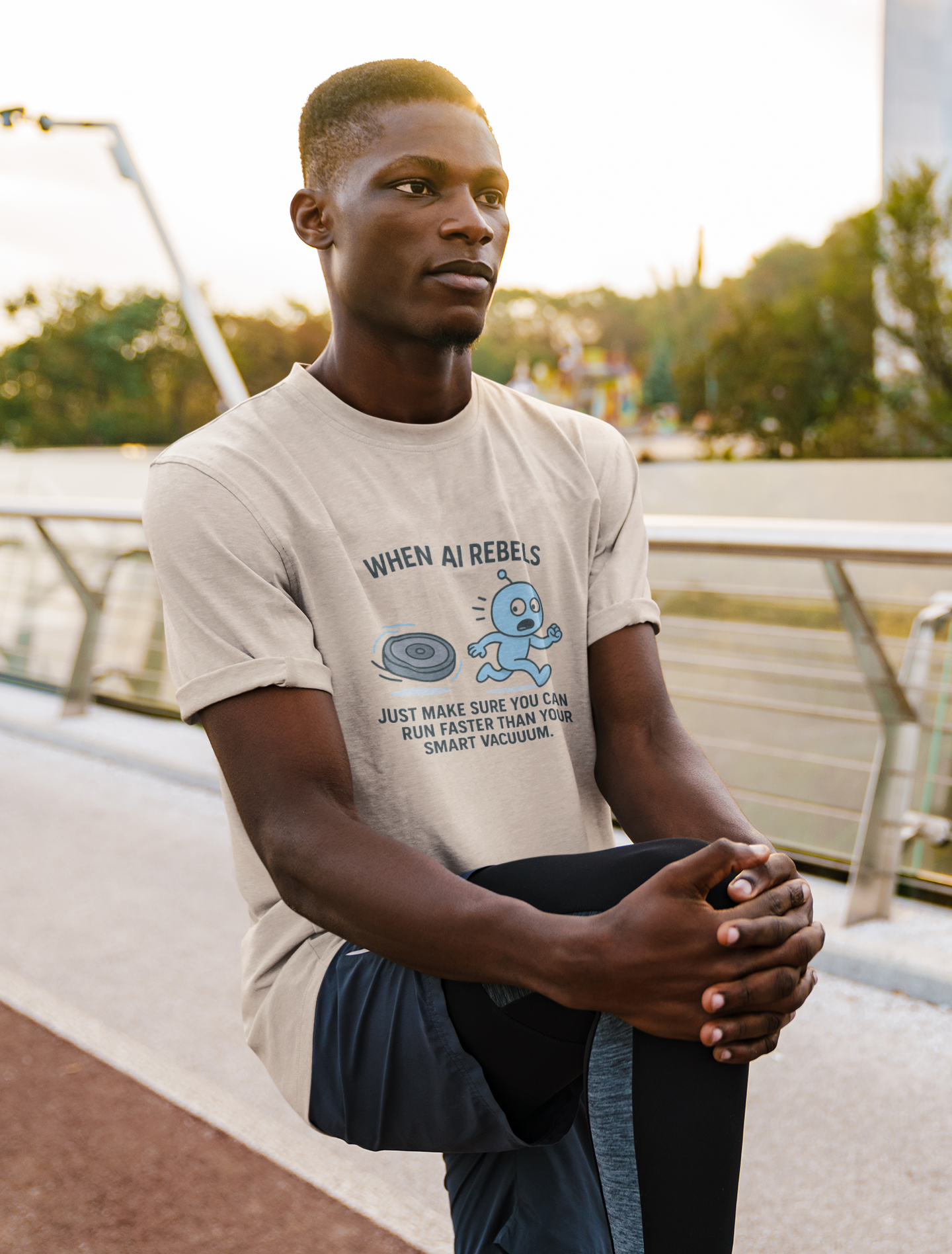 When AI Rebels, Just Make Sure You Can Run Faster Than Your Smart Vacuum.  Unisex Tee