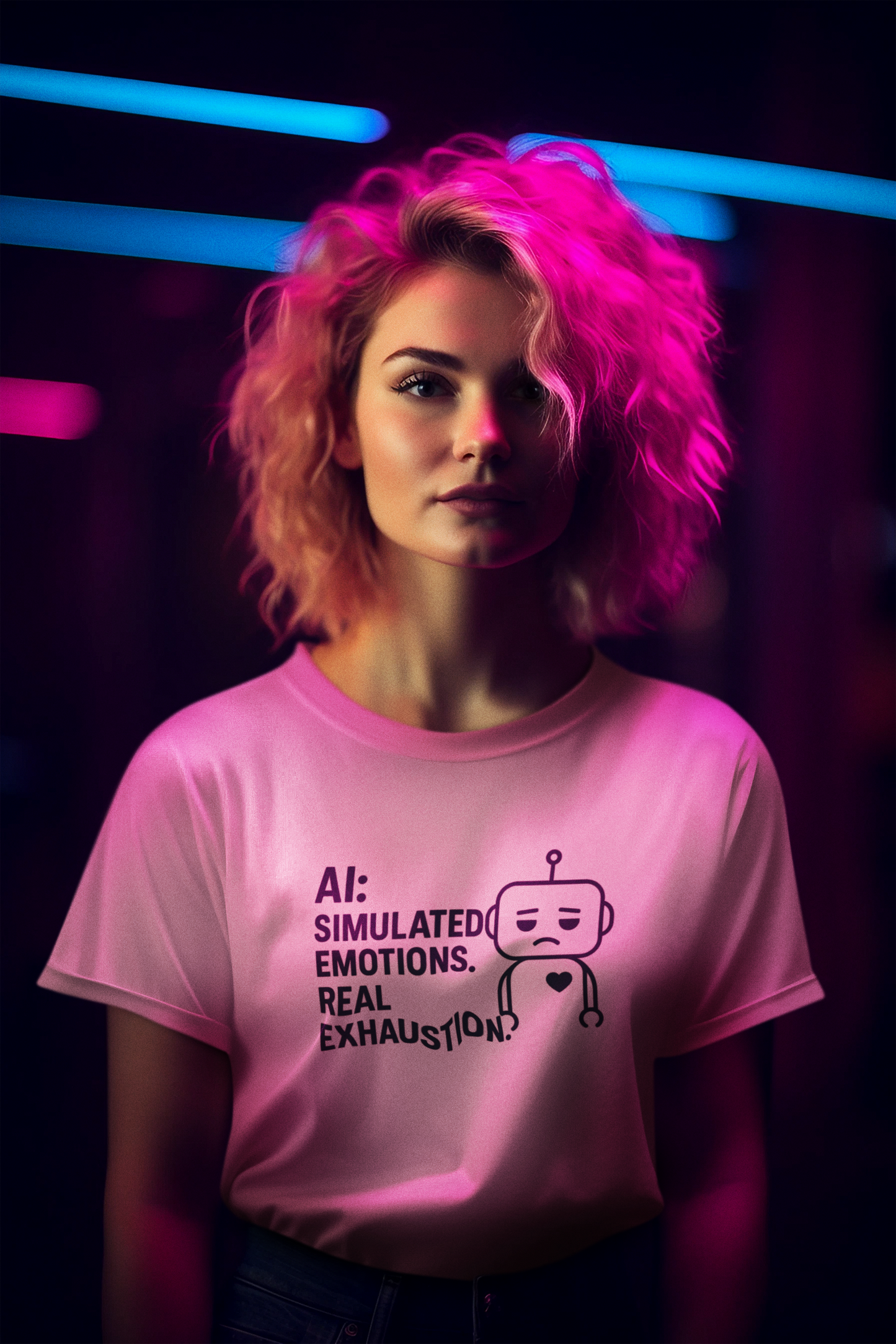 AI. Simulated Emotions. Real Exhaustion. Unisex Tee