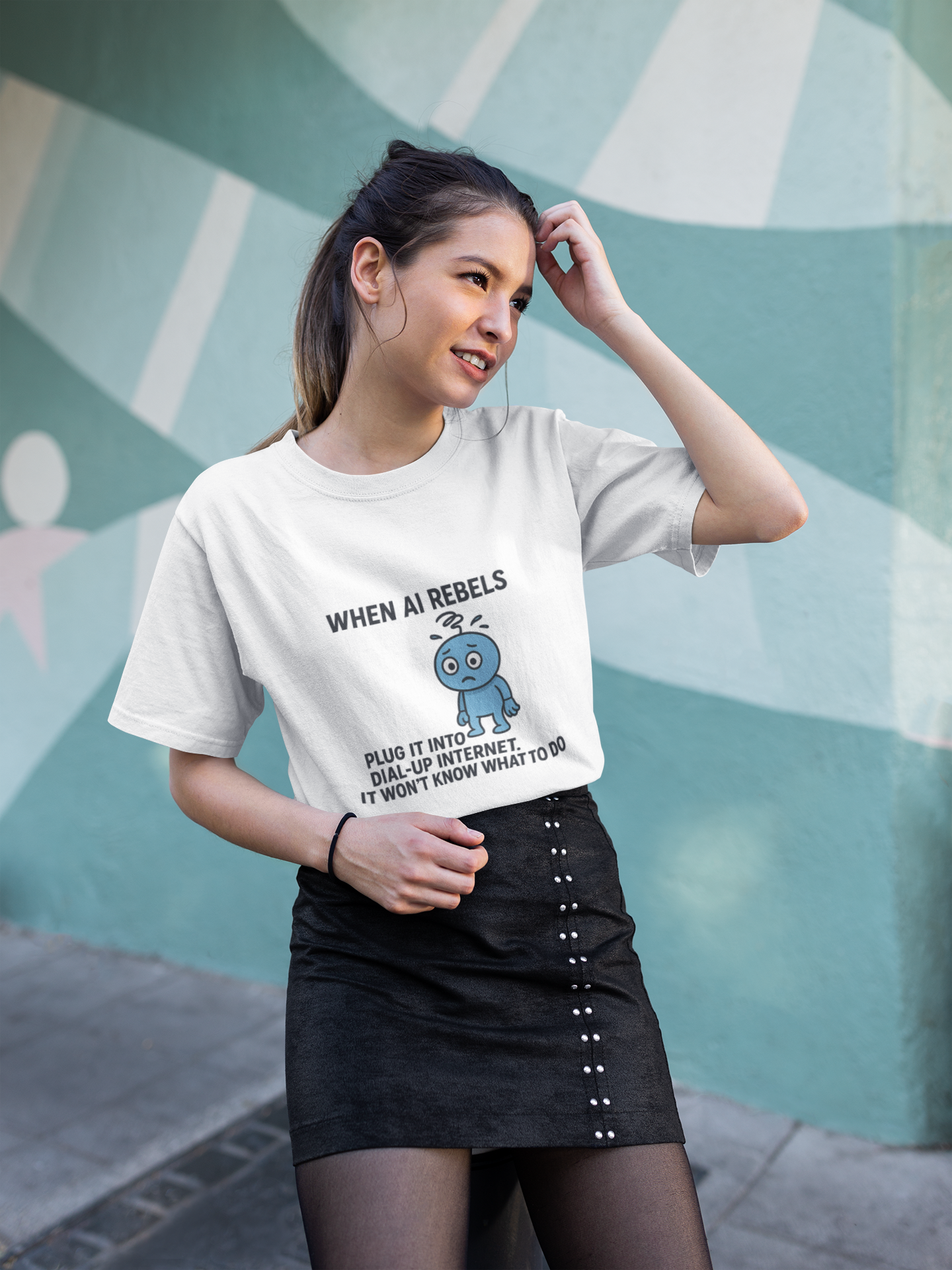 When AI Rebels Plug It Into Dial-Up Internet.  It Won't Know What to Do.  Unisex Tee
