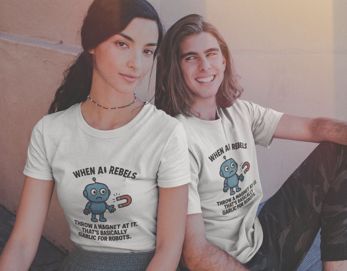 When AI Rebels Just Throw A Magnet At it.  It's Basically Like Garlic for Robots. Unisex Tee